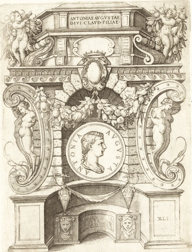 An illustration from Le imagini delle donne avgvste intagliate in istampa di rame : con le vite, et ispositioni di Enea Vico : sopra i riversi delle loro medaglie antiche, 1557, leaf 165