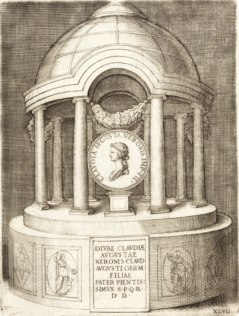 An illustration from Le imagini delle donne avgvste intagliate in istampa di rame : con le vite, et ispositioni di Enea Vico : sopra i riversi delle loro medaglie antiche, 1557, leaf 187