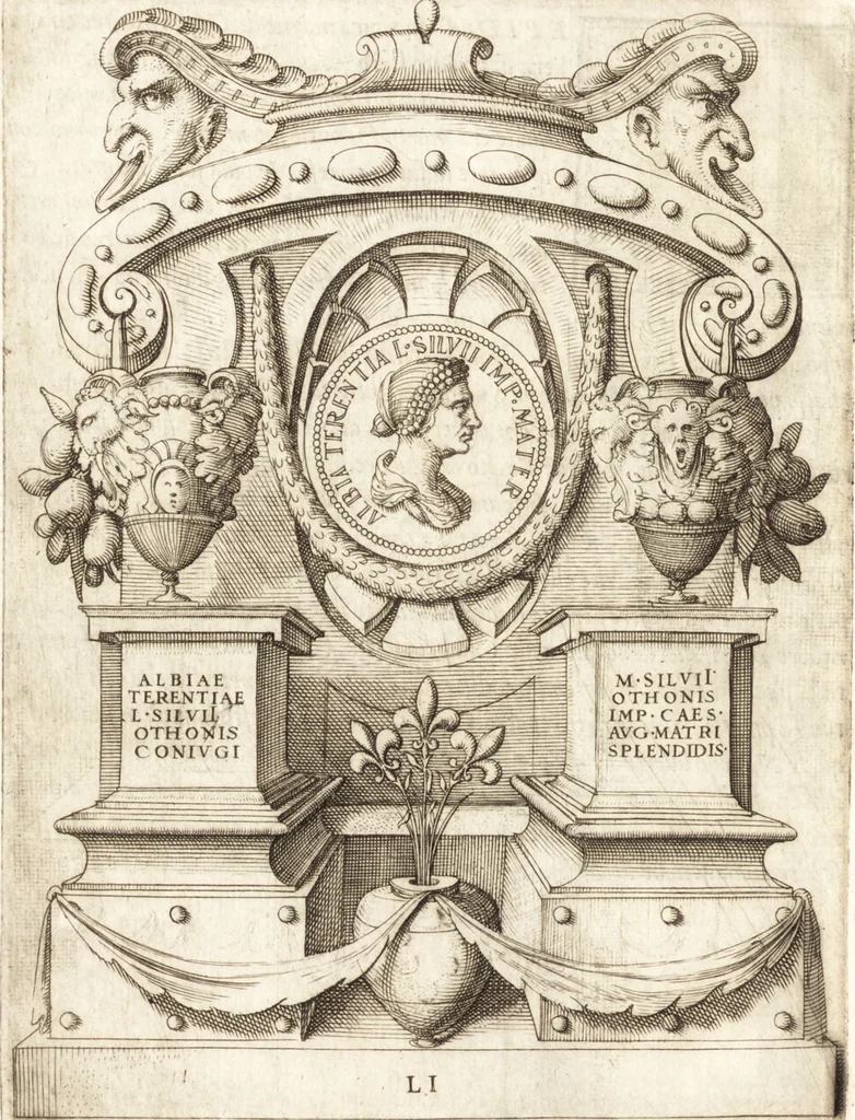 An illustration from Le imagini delle donne avgvste intagliate in istampa di rame : con le vite, et ispositioni di Enea Vico : sopra i riversi delle loro medaglie antiche, 1557, leaf 195
