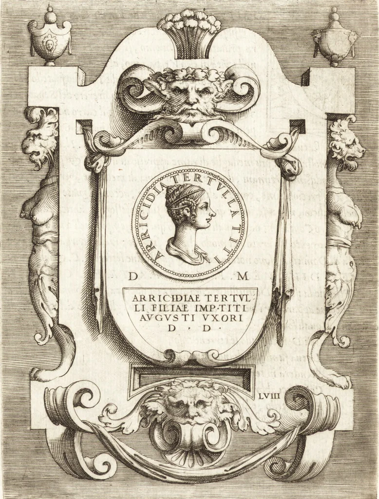 An illustration from Le imagini delle donne avgvste intagliate in istampa di rame : con le vite, et ispositioni di Enea Vico : sopra i riversi delle loro medaglie antiche, 1557, leaf 211