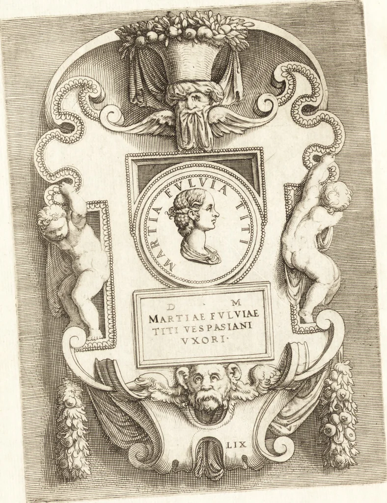 An illustration from Le imagini delle donne avgvste intagliate in istampa di rame : con le vite, et ispositioni di Enea Vico : sopra i riversi delle loro medaglie antiche, 1557, leaf 213