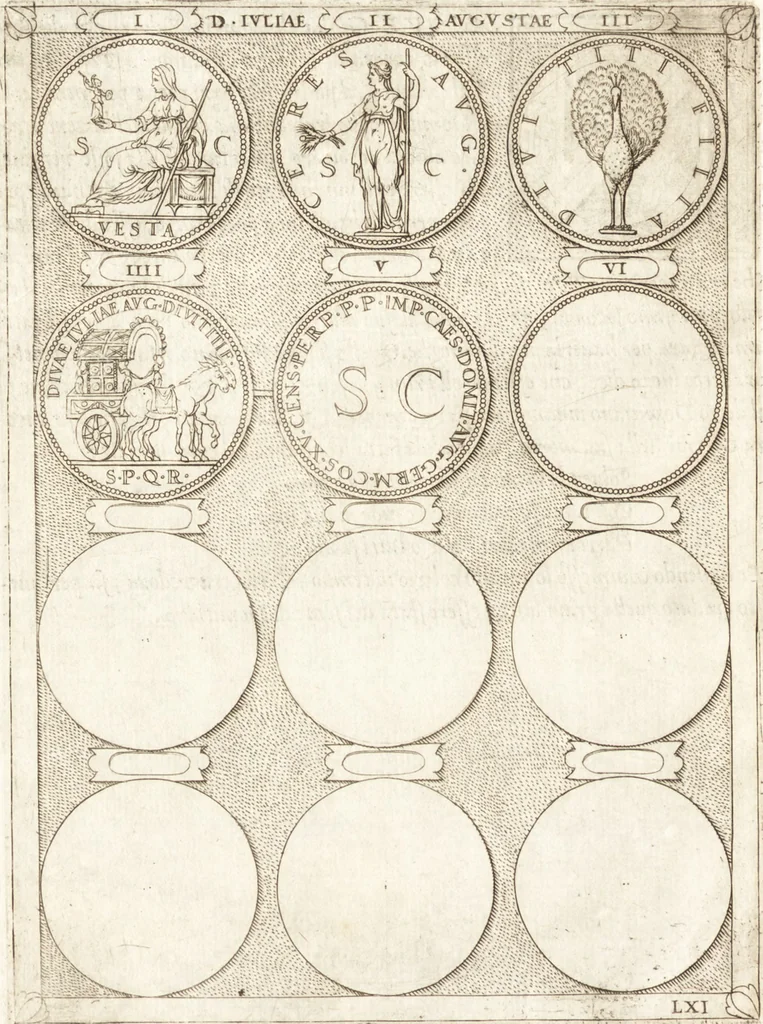 An illustration from Le imagini delle donne avgvste intagliate in istampa di rame : con le vite, et ispositioni di Enea Vico : sopra i riversi delle loro medaglie antiche, 1557, leaf 217