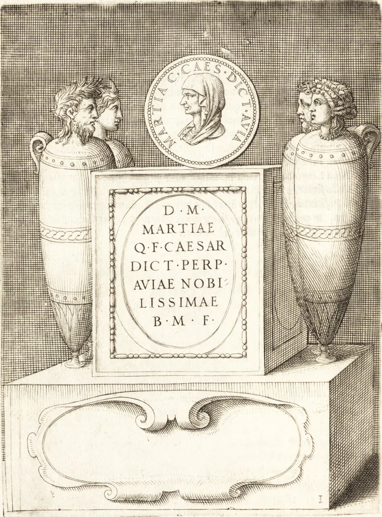 An illustration from Le imagini delle donne avgvste intagliate in istampa di rame : con le vite, et ispositioni di Enea Vico : sopra i riversi delle loro medaglie antiche, 1557, leaf 25