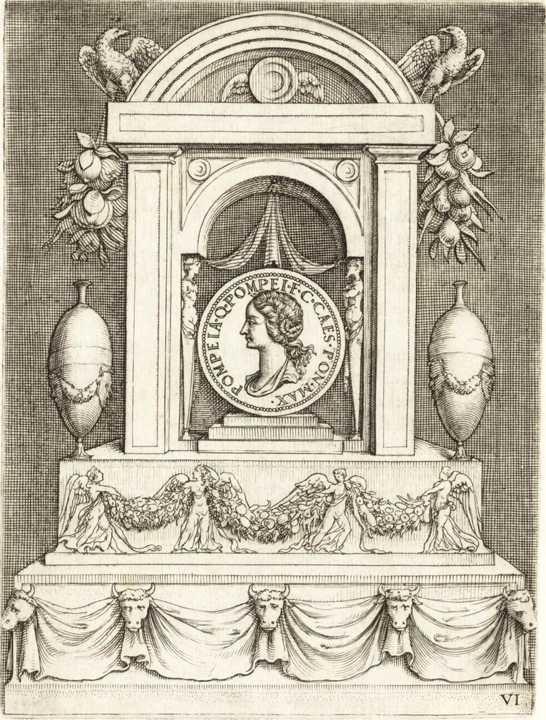 An illustration from Le imagini delle donne avgvste intagliate in istampa di rame : con le vite, et ispositioni di Enea Vico : sopra i riversi delle loro medaglie antiche, 1557, leaf 35