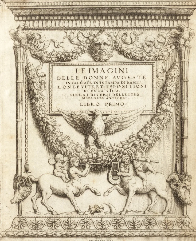 An illustration from Le imagini delle donne avgvste intagliate in istampa di rame : con le vite, et ispositioni di Enea Vico : sopra i riversi delle loro medaglie antiche, 1557, leaf 4