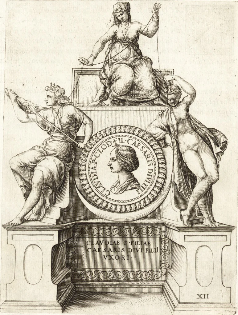 An illustration from Le imagini delle donne avgvste intagliate in istampa di rame : con le vite, et ispositioni di Enea Vico : sopra i riversi delle loro medaglie antiche, 1557, leaf 53