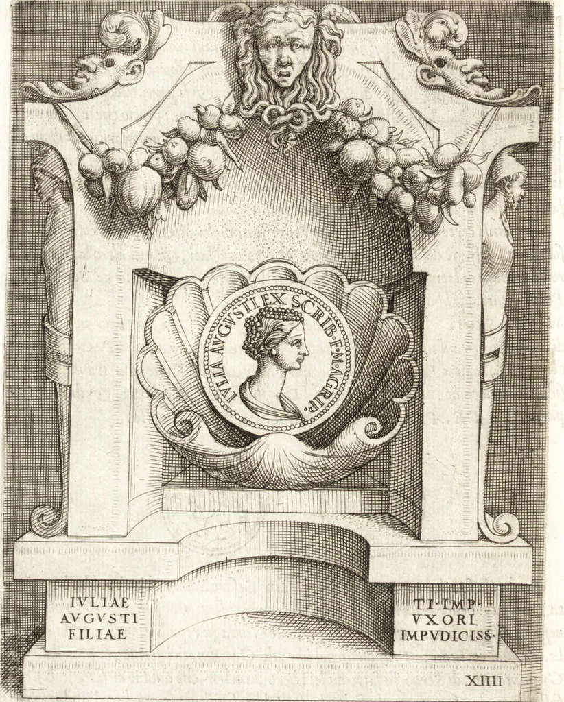 An illustration from Le imagini delle donne avgvste intagliate in istampa di rame : con le vite, et ispositioni di Enea Vico : sopra i riversi delle loro medaglie antiche, 1557, leaf 59