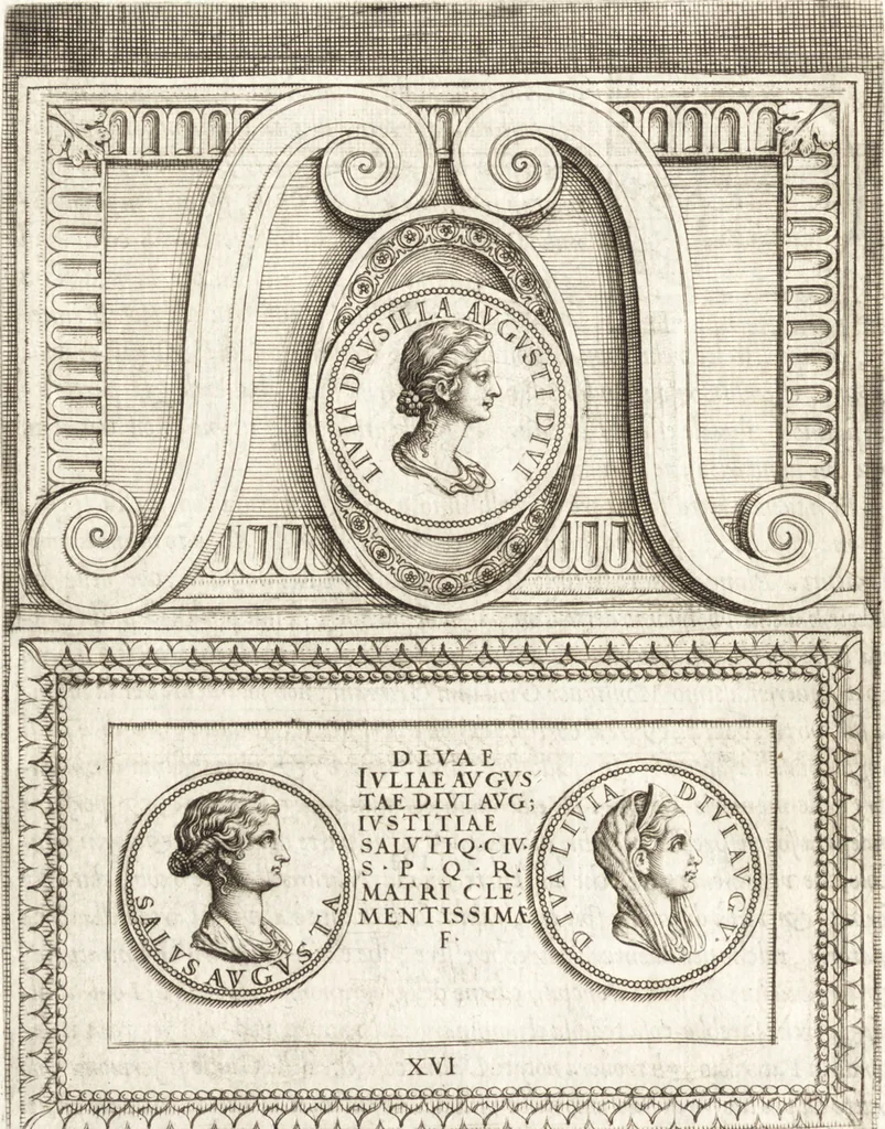 An illustration from Le imagini delle donne avgvste intagliate in istampa di rame : con le vite, et ispositioni di Enea Vico : sopra i riversi delle loro medaglie antiche, 1557, leaf 67