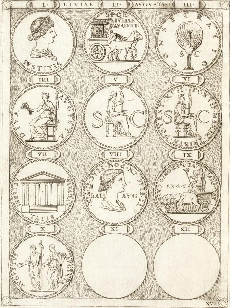 An illustration from Le imagini delle donne avgvste intagliate in istampa di rame : con le vite, et ispositioni di Enea Vico : sopra i riversi delle loro medaglie antiche, 1557, leaf 75