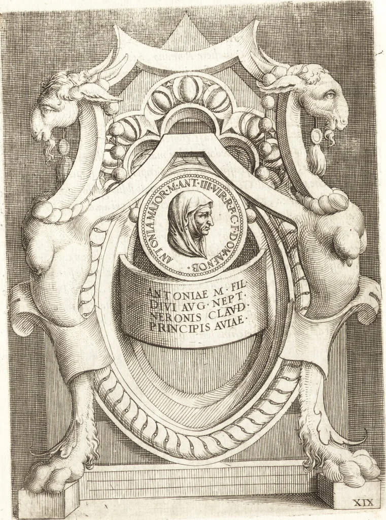 An illustration from Le imagini delle donne avgvste intagliate in istampa di rame : con le vite, et ispositioni di Enea Vico : sopra i riversi delle loro medaglie antiche, 1557, leaf 87