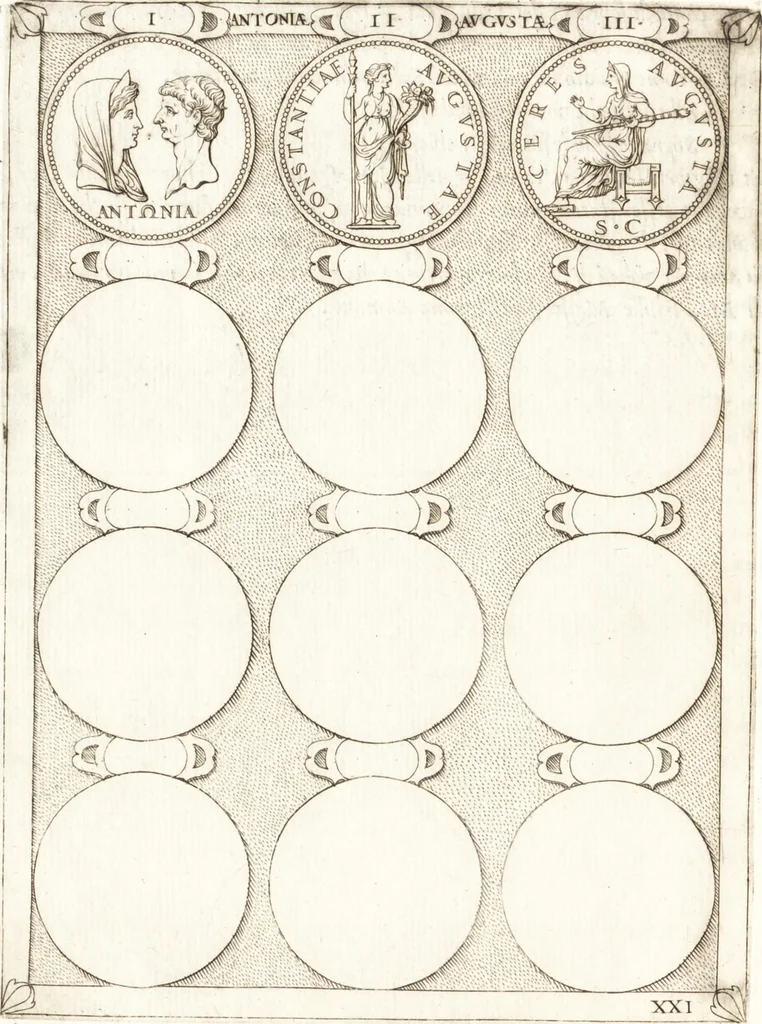 An illustration from Le imagini delle donne avgvste intagliate in istampa di rame : con le vite, et ispositioni di Enea Vico : sopra i riversi delle loro medaglie antiche, 1557, leaf 95