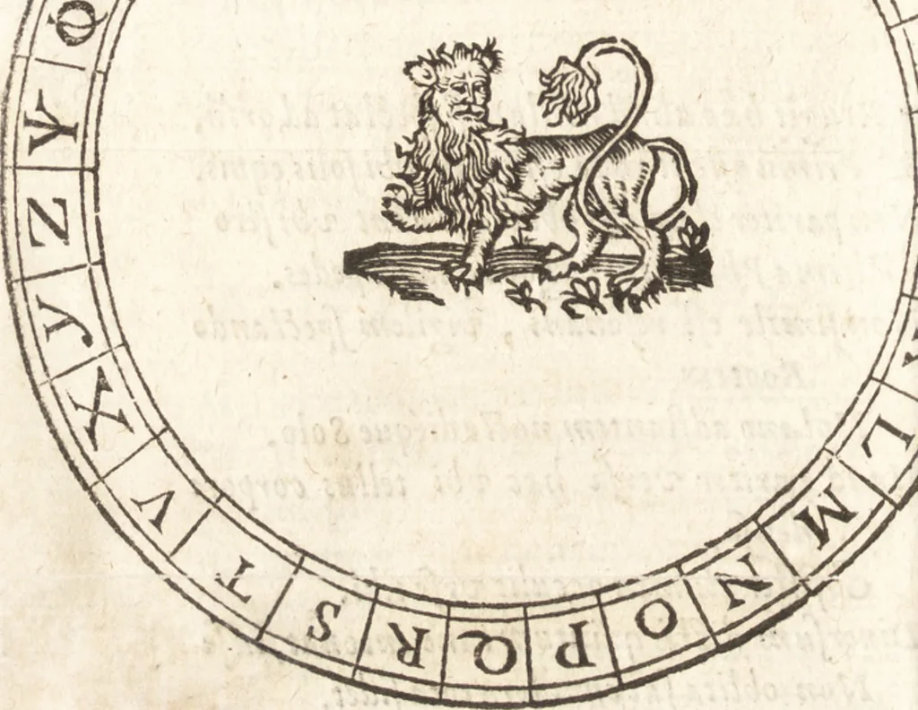 An illustration from Iordanvs Brvnvs nolanvs De vmbris idearvm : implicantibus artem quaerendi, inueniendi, iudicandi, ordinandi, & applicandi : ad internam scripturam, & non vulgares per memoriam operationes explicatis, 1582, leaf 243