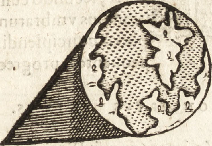 An illustration from Iordanvs Brvnvs nolanvs De vmbris idearvm : implicantibus artem quaerendi, inueniendi, iudicandi, ordinandi, & applicandi : ad internam scripturam, & non vulgares per memoriam operationes explicatis, 1582, leaf 58
