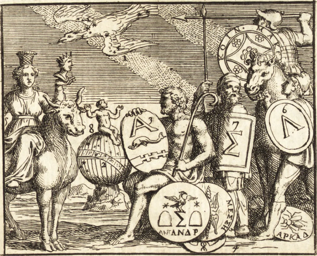 An illustration from La istoria universale : provata con monumenti, e figurata con simboli de gli antichi, 1697, leaf 295