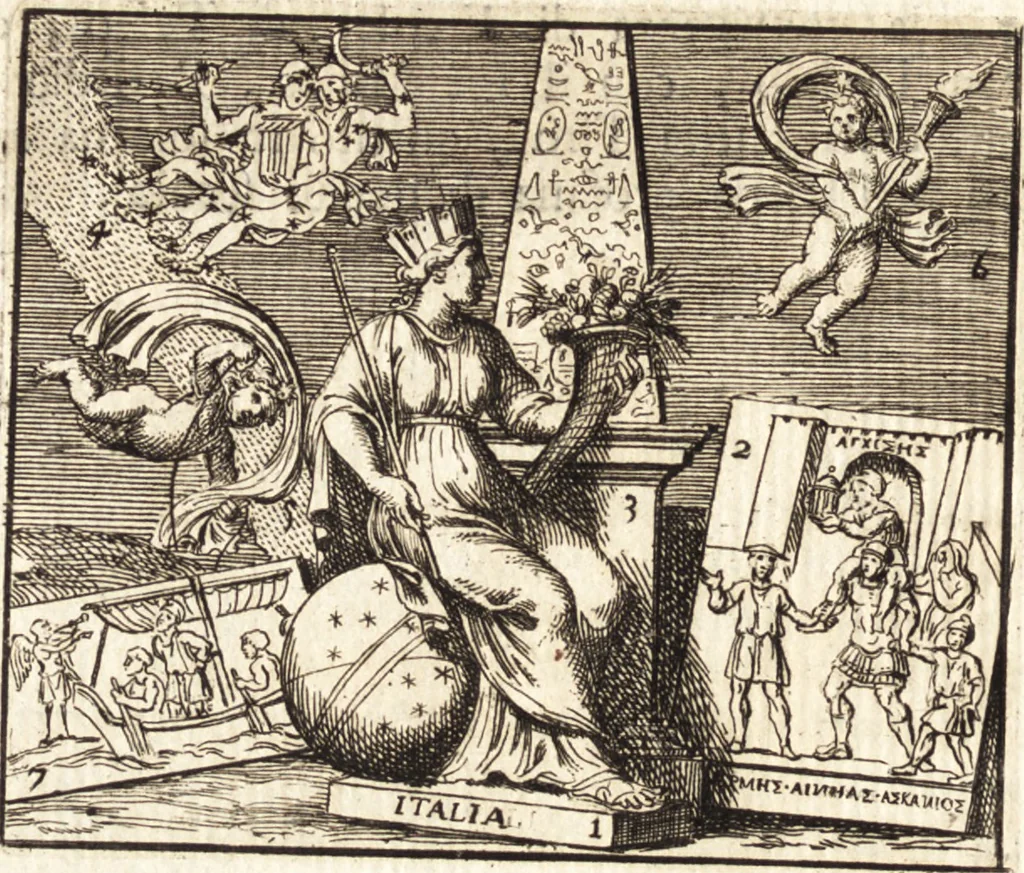 An illustration from La istoria universale : provata con monumenti, e figurata con simboli de gli antichi, 1697, leaf 417