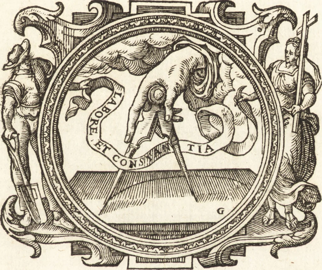 An illustration from Ivsti LipsI de bibliothecis syntagma, 1607, leaf 4