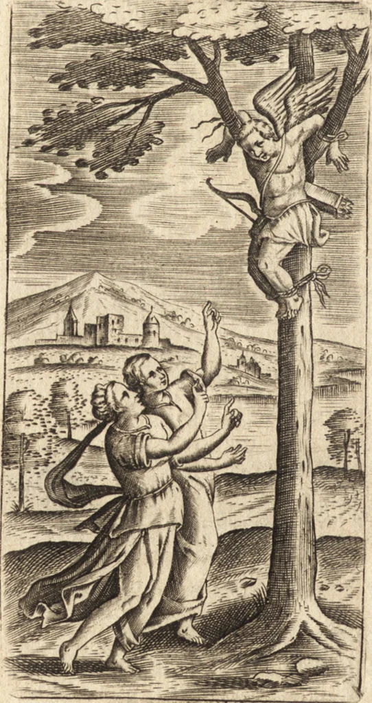 An illustration from Ivsti LipsI de crvce libri tres : ad sacram profanámque historiam vtiles : vnà cum notis, 1606, leaf 21