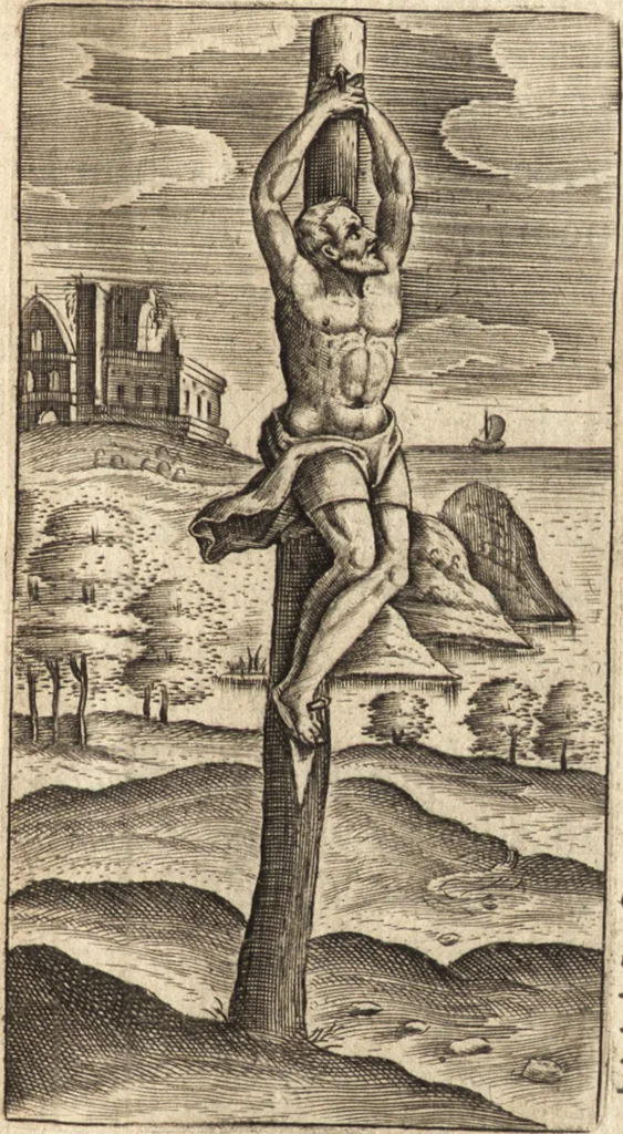 An illustration from Ivsti LipsI de crvce libri tres : ad sacram profanámque historiam vtiles : vnà cum notis, 1606, leaf 22