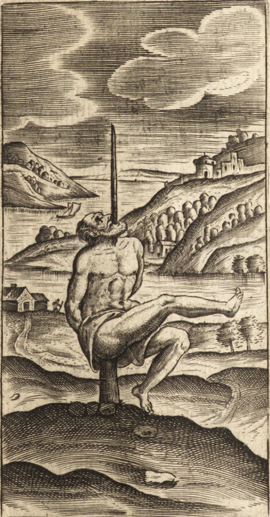 An illustration from Ivsti LipsI de crvce libri tres : ad sacram profanámque historiam vtiles : vnà cum notis, 1606, leaf 23