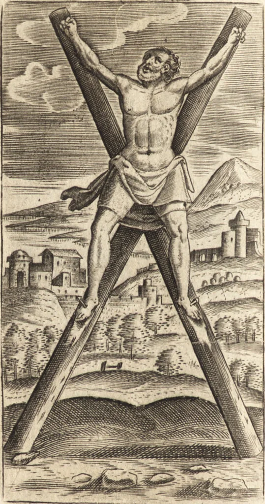 An illustration from Ivsti LipsI de crvce libri tres : ad sacram profanámque historiam vtiles : vnà cum notis, 1606, leaf 25
