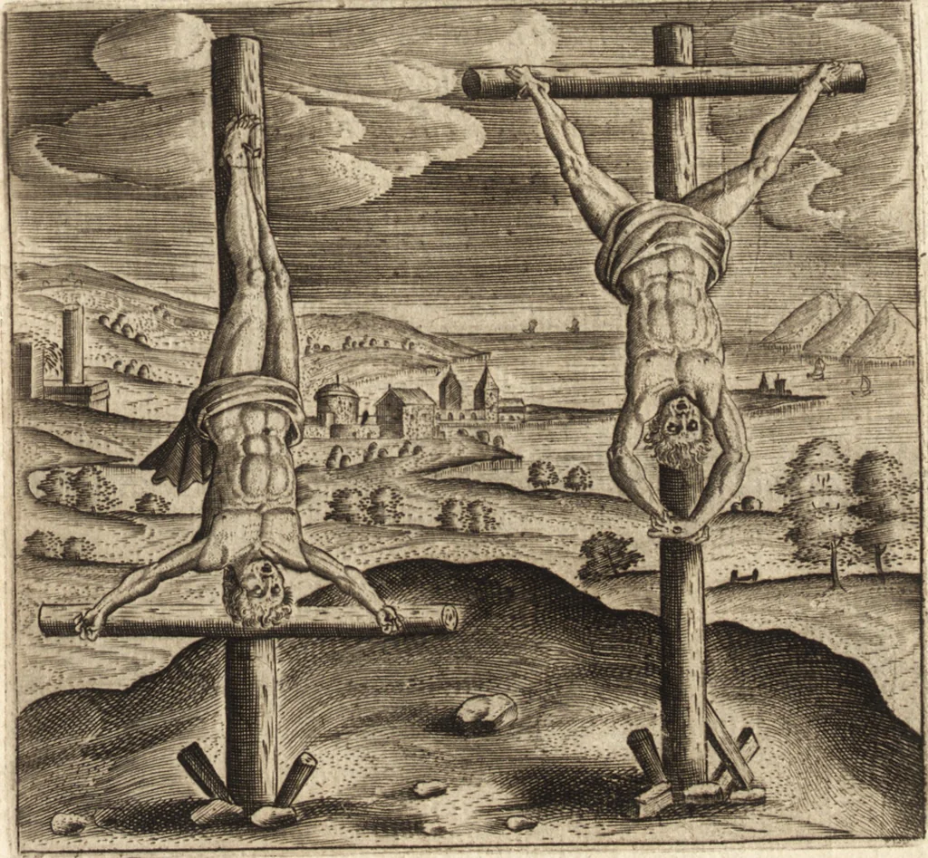An illustration from Ivsti LipsI de crvce libri tres : ad sacram profanámque historiam vtiles : vnà cum notis, 1606, leaf 68