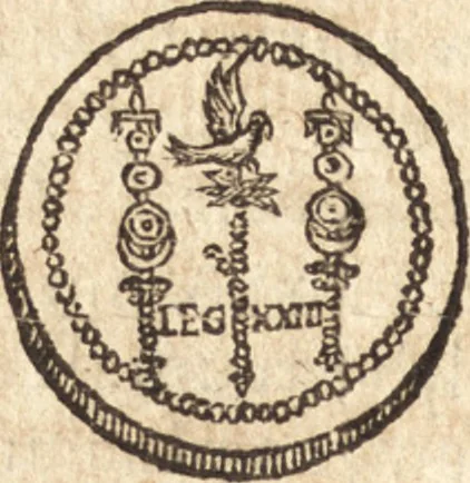 An illustration from Ivsti LipsI De militia Romana libri qvinqve : commentarivs ad Polybivm, 1602, leaf 173