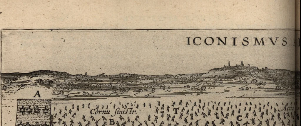 An illustration from Ivsti LipsI De militia Romana libri qvinqve : commentarivs ad Polybivm, 1602, leaf 185
