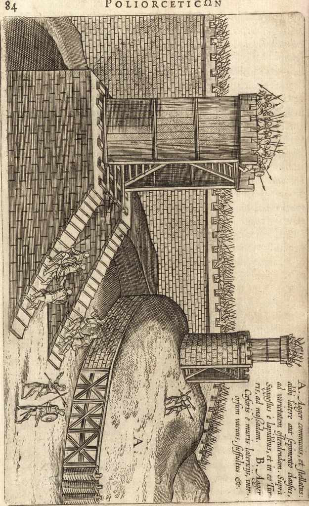 An illustration from Ivsti LipsI Poliorceticon, siue, De machinis, tormentis, telis, libri qvinqve : ad historiarum lucem, 1605, leaf 123