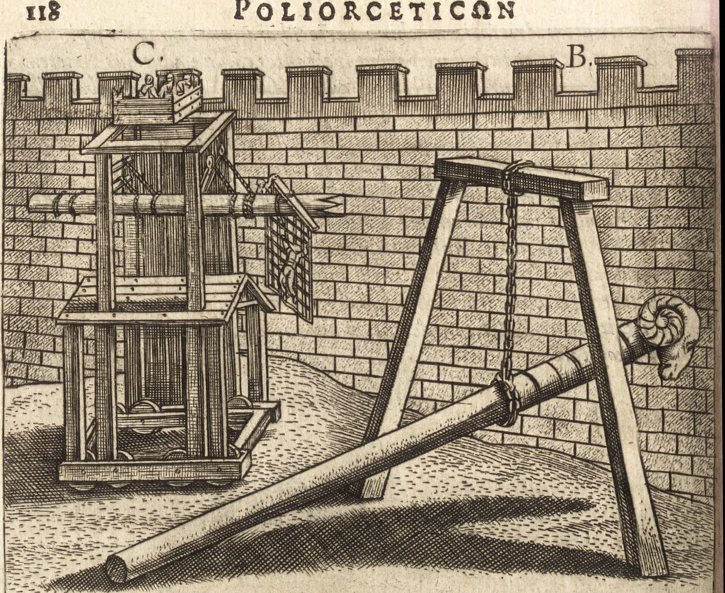 An illustration from Ivsti LipsI Poliorceticon, siue, De machinis, tormentis, telis, libri qvinqve : ad historiarum lucem, 1605, leaf 157