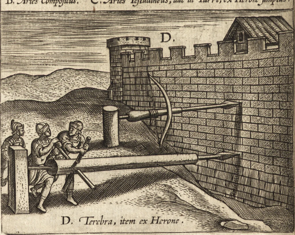 An illustration from Ivsti LipsI Poliorceticon, siue, De machinis, tormentis, telis, libri qvinqve : ad historiarum lucem, 1605, leaf 157
