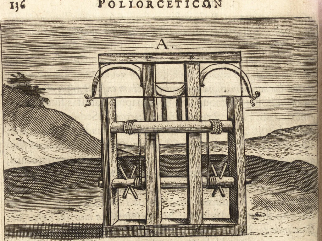 An illustration from Ivsti LipsI Poliorceticon, siue, De machinis, tormentis, telis, libri qvinqve : ad historiarum lucem, 1605, leaf 175