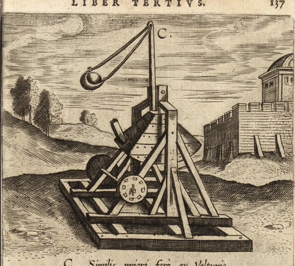 An illustration from Ivsti LipsI Poliorceticon, siue, De machinis, tormentis, telis, libri qvinqve : ad historiarum lucem, 1605, leaf 176