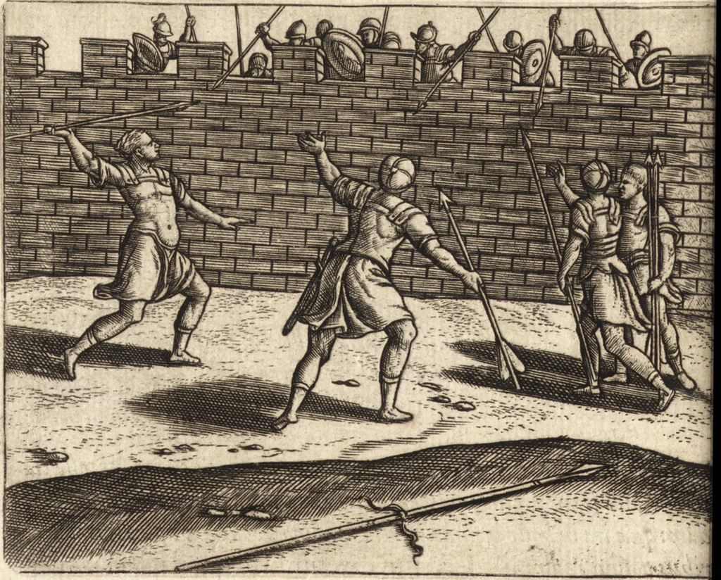 An illustration from Ivsti LipsI Poliorceticon, siue, De machinis, tormentis, telis, libri qvinqve : ad historiarum lucem, 1605, leaf 219