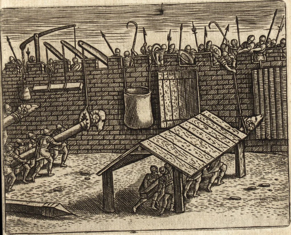 An illustration from Ivsti LipsI Poliorceticon, siue, De machinis, tormentis, telis, libri qvinqve : ad historiarum lucem, 1605, leaf 248