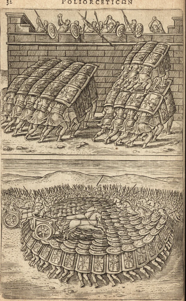 An illustration from Ivsti LipsI Poliorceticon, siue, De machinis, tormentis, telis, libri qvinqve : ad historiarum lucem, 1605, leaf 71