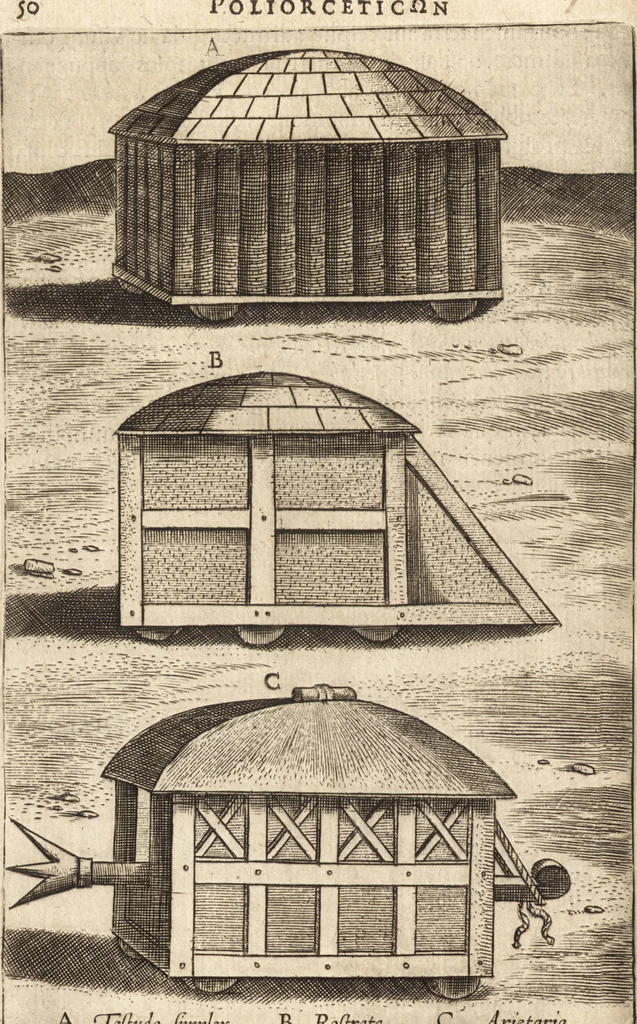 An illustration from Ivsti LipsI Poliorceticon, siue, De machinis, tormentis, telis, libri qvinqve : ad historiarum lucem, 1605, leaf 89
