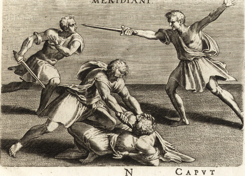 An illustration from Ivsti LipsI Satvrnalivm sermonvm libri dvo, qvi de gladiatoribvs, 1604, leaf 114