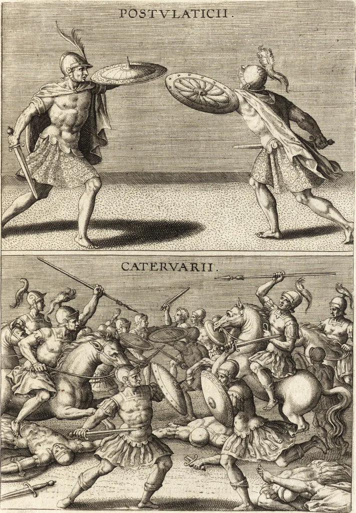 An illustration from Ivsti LipsI Satvrnalivm sermonvm libri dvo, qvi de gladiatoribvs, 1604, leaf 118