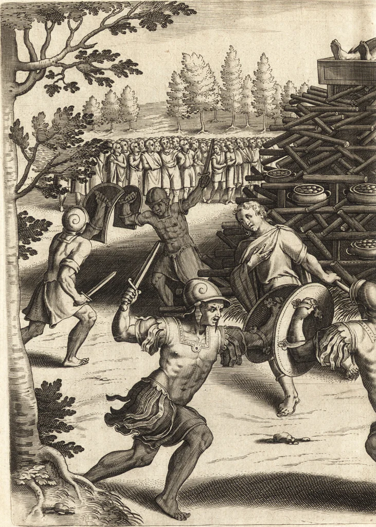 An illustration from Ivsti LipsI Satvrnalivm sermonvm libri dvo, qvi de gladiatoribvs, 1604, leaf 41