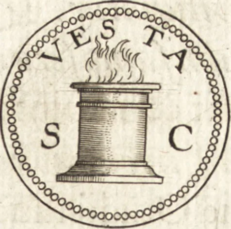 An illustration from Ivsti LipsI de vesta et vestalibvs syntagma, 1609, leaf 16