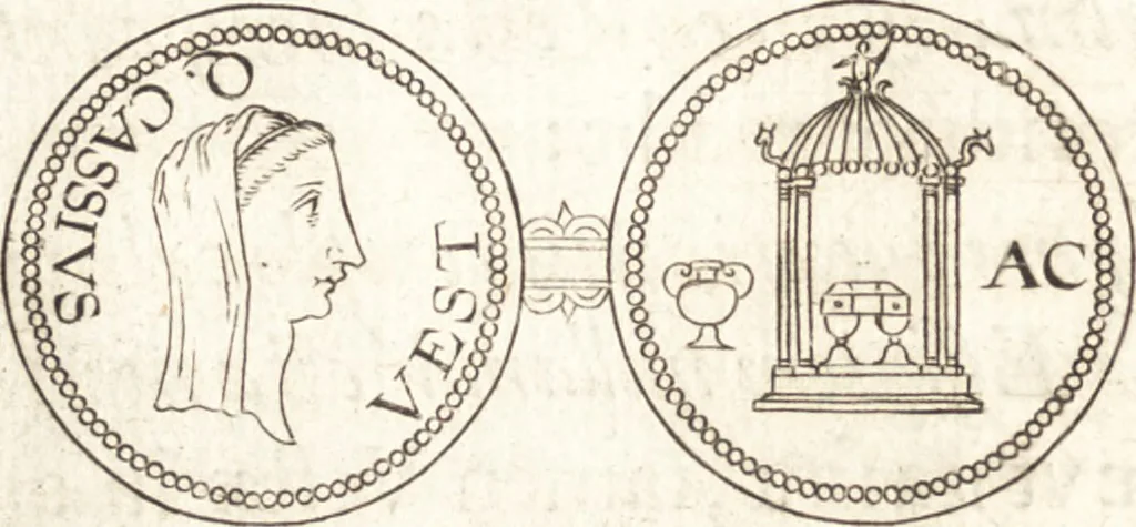 An illustration from Ivsti LipsI de vesta et vestalibvs syntagma, 1609, leaf 23