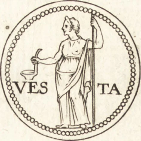 An illustration from Ivsti LipsI de vesta et vestalibvs syntagma, 1609, leaf 23