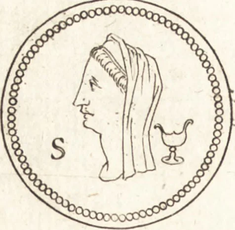 An illustration from Ivsti LipsI de vesta et vestalibvs syntagma, 1609, leaf 23
