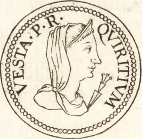 An illustration from Ivsti LipsI de vesta et vestalibvs syntagma, 1609, leaf 23
