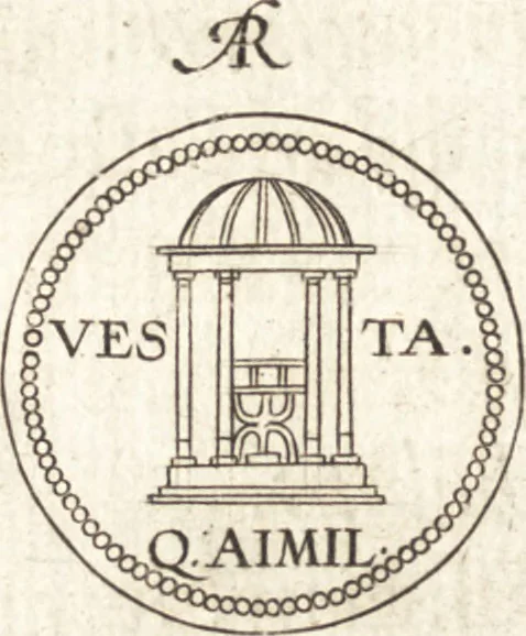 An illustration from Ivsti LipsI de vesta et vestalibvs syntagma, 1609, leaf 23
