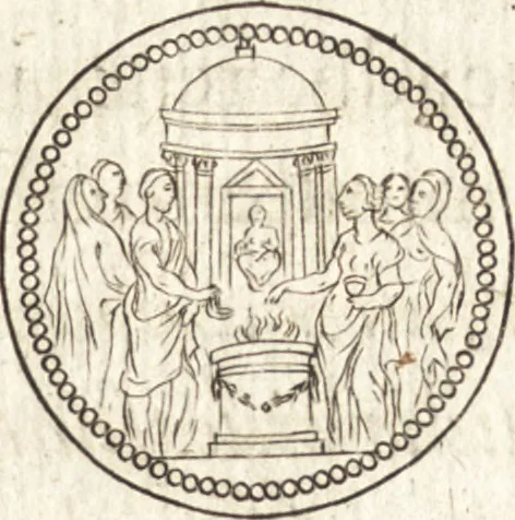 An illustration from Ivsti LipsI de vesta et vestalibvs syntagma, 1609, leaf 30