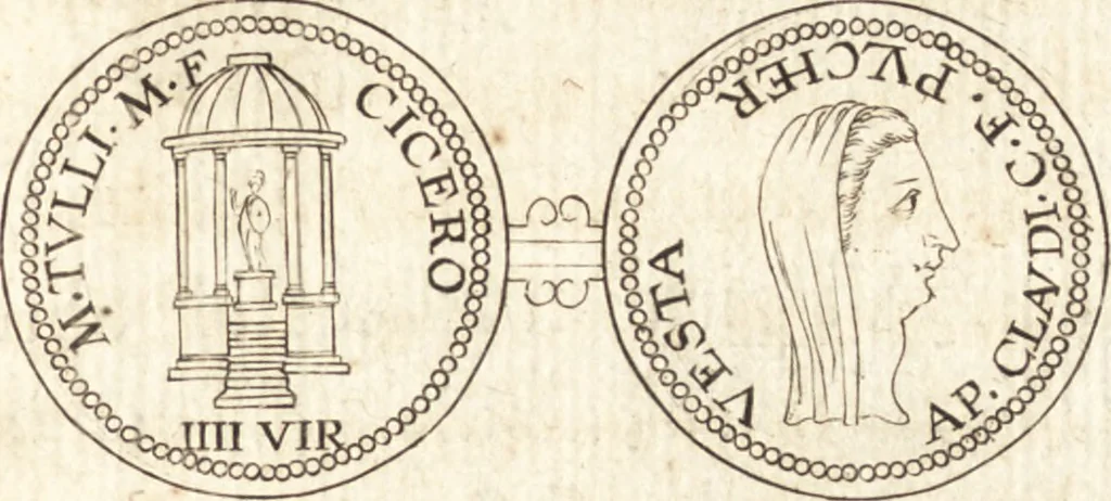 An illustration from Ivsti LipsI de vesta et vestalibvs syntagma, 1609, leaf 44