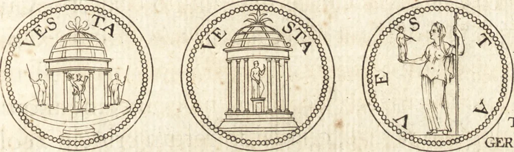 An illustration from Ivsti LipsI de vesta et vestalibvs syntagma, 1609, leaf 44