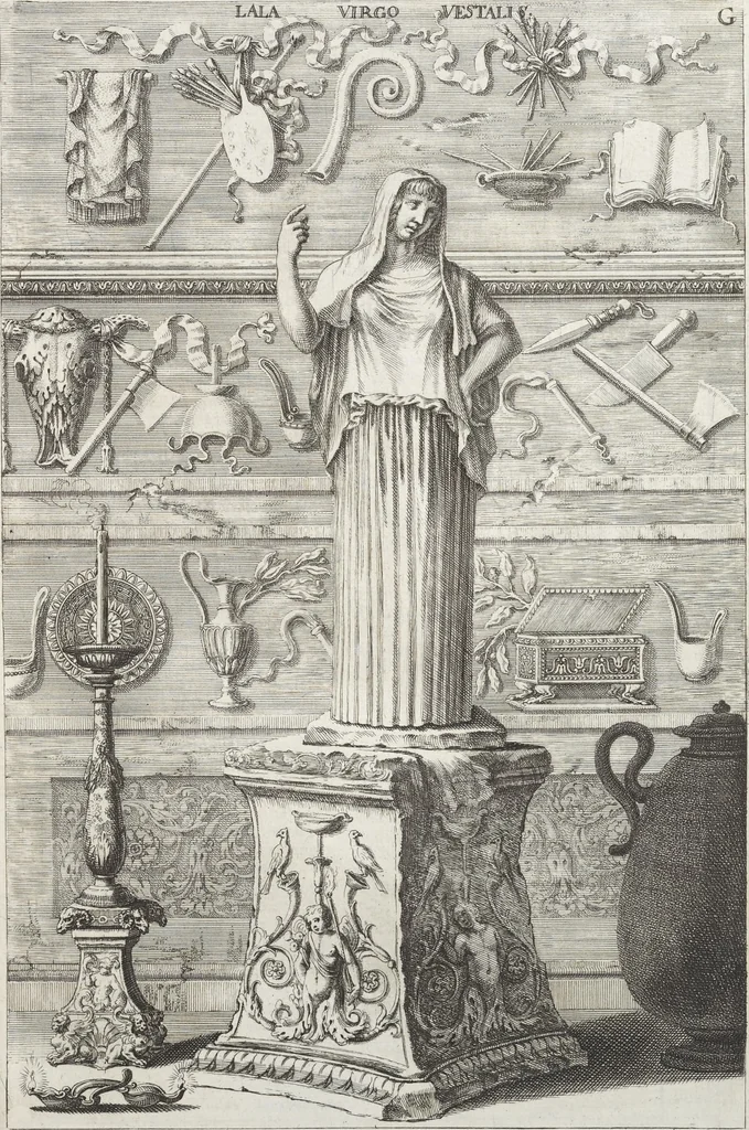 An illustration from Joachimi de Sandrart, à Stockau ... Academia nobilissimae artis pictoriae, sive, De veris & genuinis hujusdem proprietatibus, theorematibus, secretis atque requisitis aliis ... : unà cum artificum tam Aegyptiorum, Graecorum & Romanorum, quàm Italorum, Gallorum, Anglorum, Germanorum, Belgarum, aliorumq[ue] ... vitis atque encomiis ... : eorundemque plusquàm ducentis iconibus ... aere expressis, erecta atq[ue] publicata, 1683, leaf 128