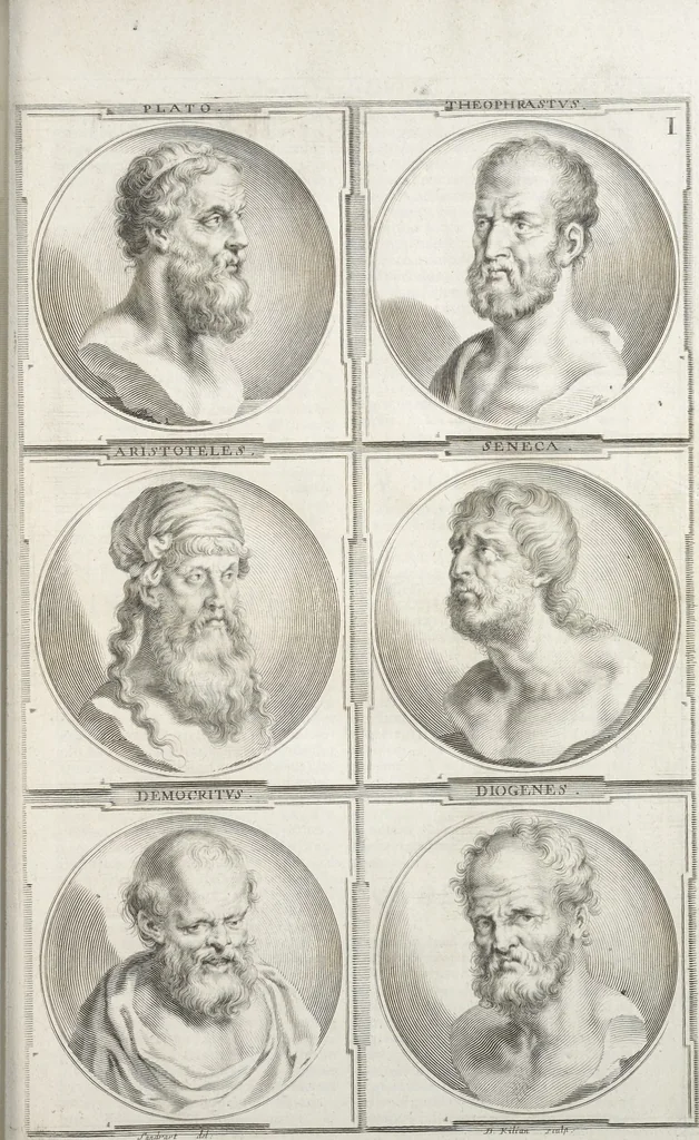 An illustration from Joachimi de Sandrart, à Stockau ... Academia nobilissimae artis pictoriae, sive, De veris & genuinis hujusdem proprietatibus, theorematibus, secretis atque requisitis aliis ... : unà cum artificum tam Aegyptiorum, Graecorum & Romanorum, quàm Italorum, Gallorum, Anglorum, Germanorum, Belgarum, aliorumq[ue] ... vitis atque encomiis ... : eorundemque plusquàm ducentis iconibus ... aere expressis, erecta atq[ue] publicata, 1683, leaf 136